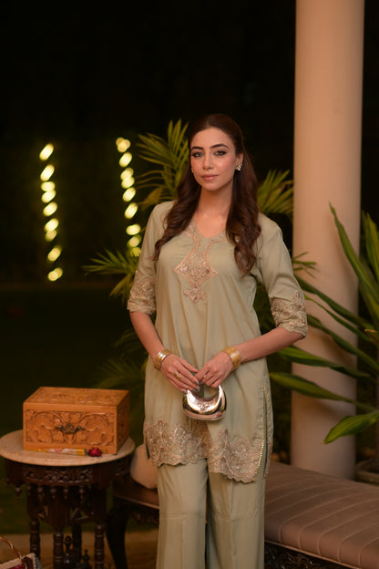 Mehrunisa – Sage Elegance Kurta Set