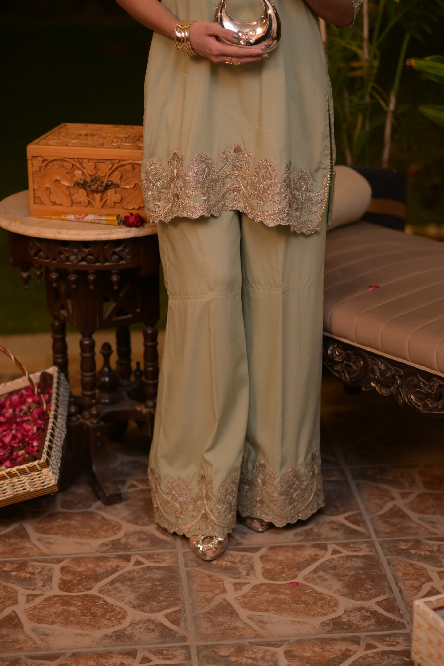 Mehrunisa – Sage Elegance Kurta Set