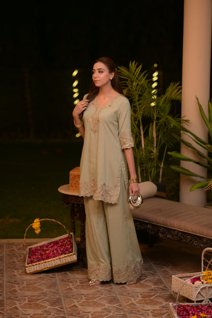 Mehrunisa – Sage Elegance Kurta Set